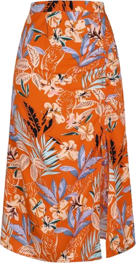 Allegra K Women's Hawaiian Skirts Summer Beach Ruched Split Thigh Tropical Skirt