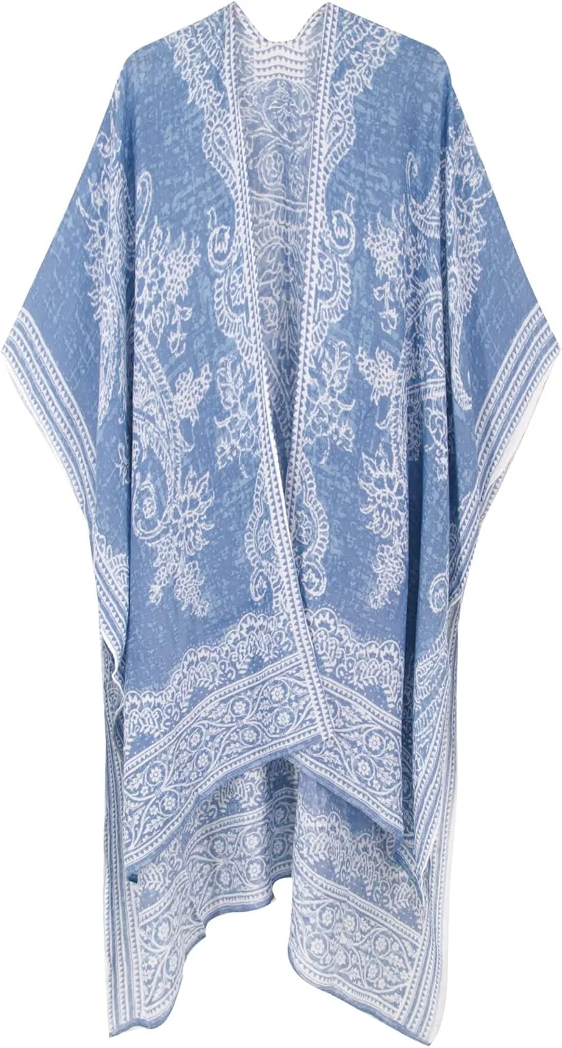 Breezy Lane Women's Kimono Cardigan Summer Swimsuit Coverups Beach Cover Up with Floral Print for Vacation