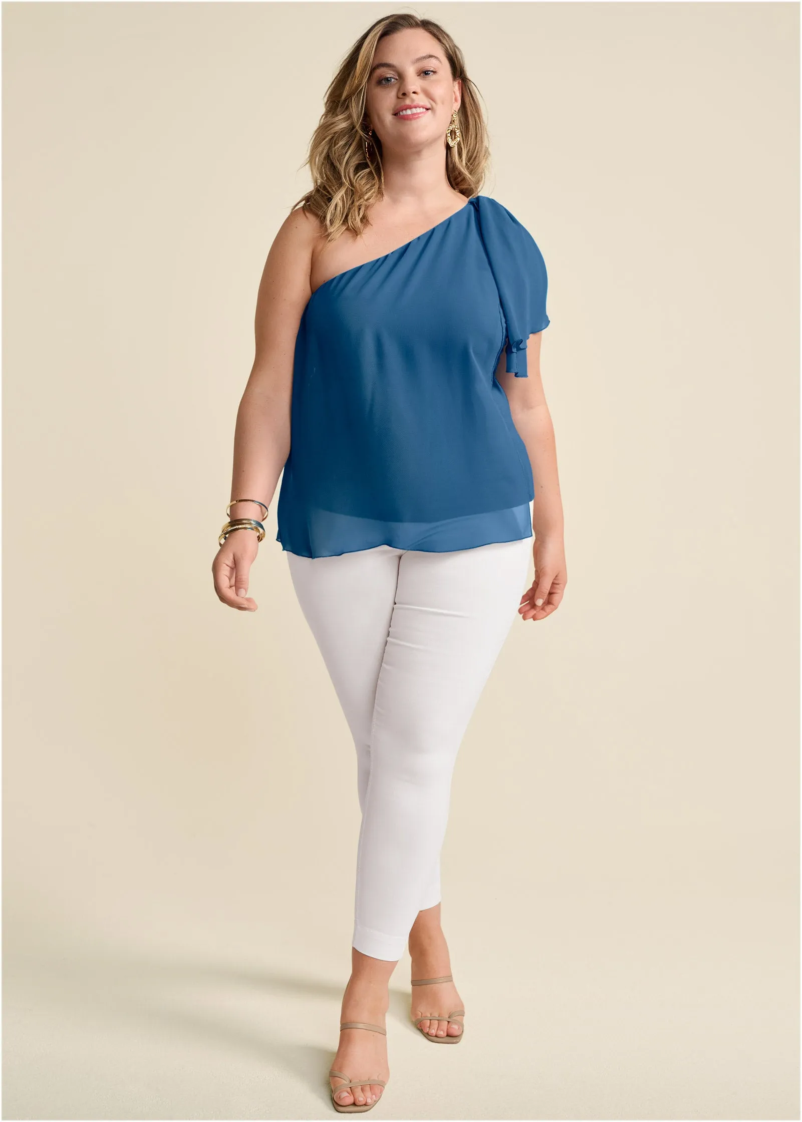 Chiffon Bow Top - Blue