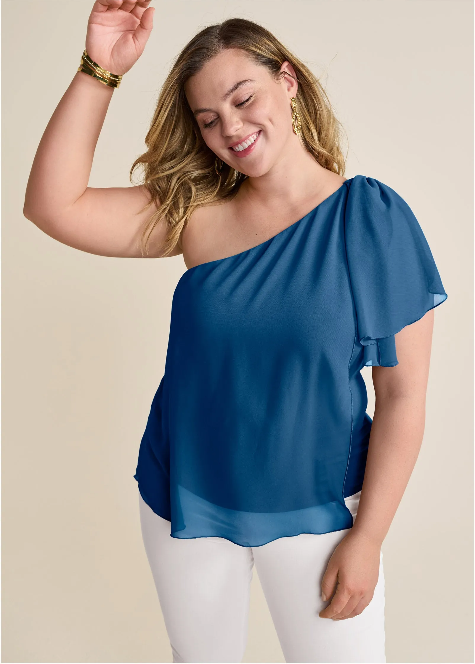 Chiffon Bow Top - Blue