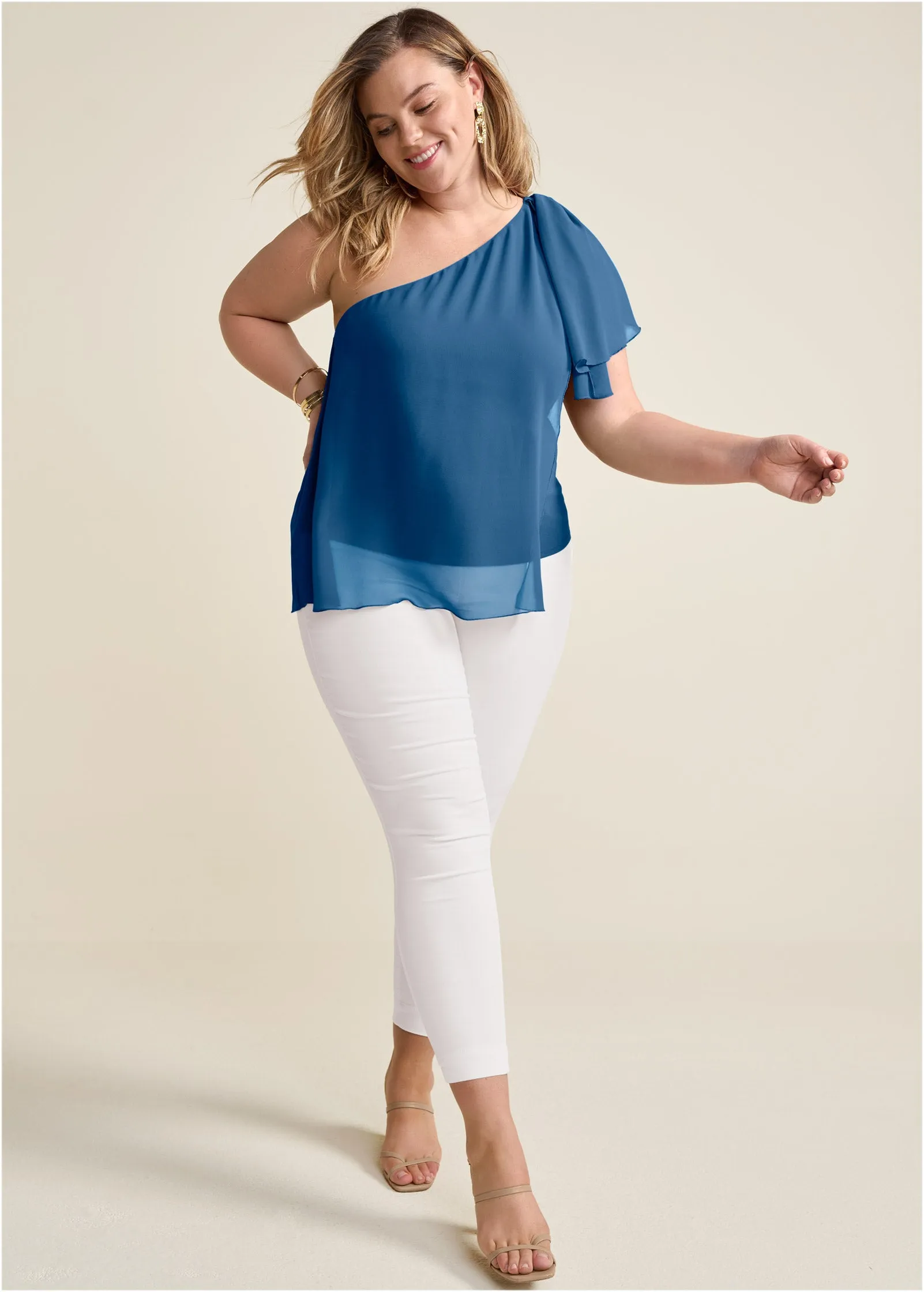 Chiffon Bow Top - Blue
