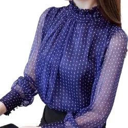 Chiffon long sleeve turtleneck blouse