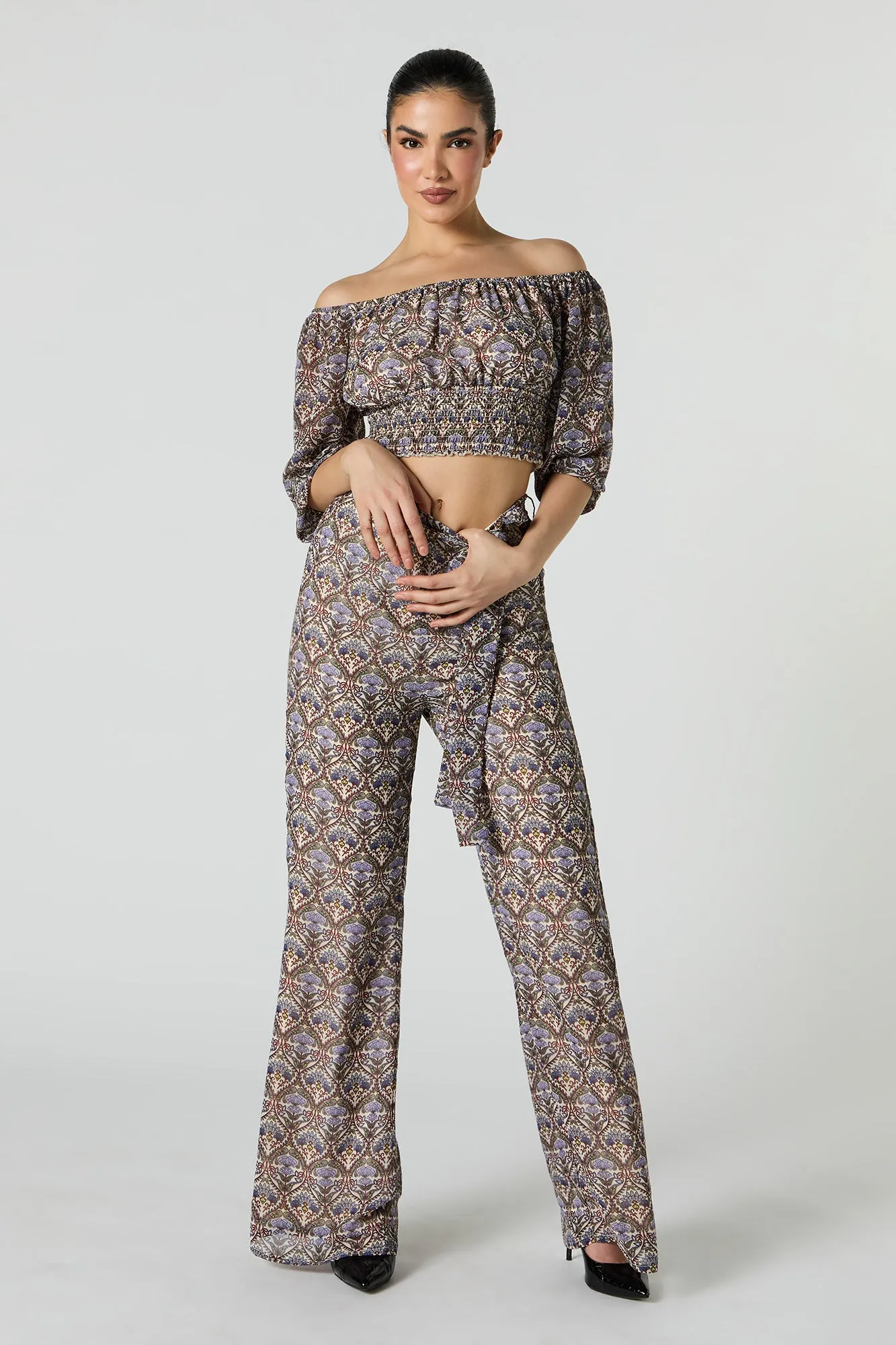 Chiffon Off Shoulder Half Sleeve Top