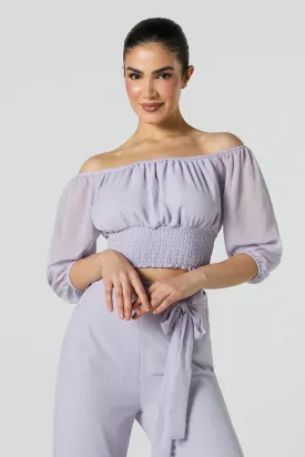 Chiffon Off Shoulder Half Sleeve Top