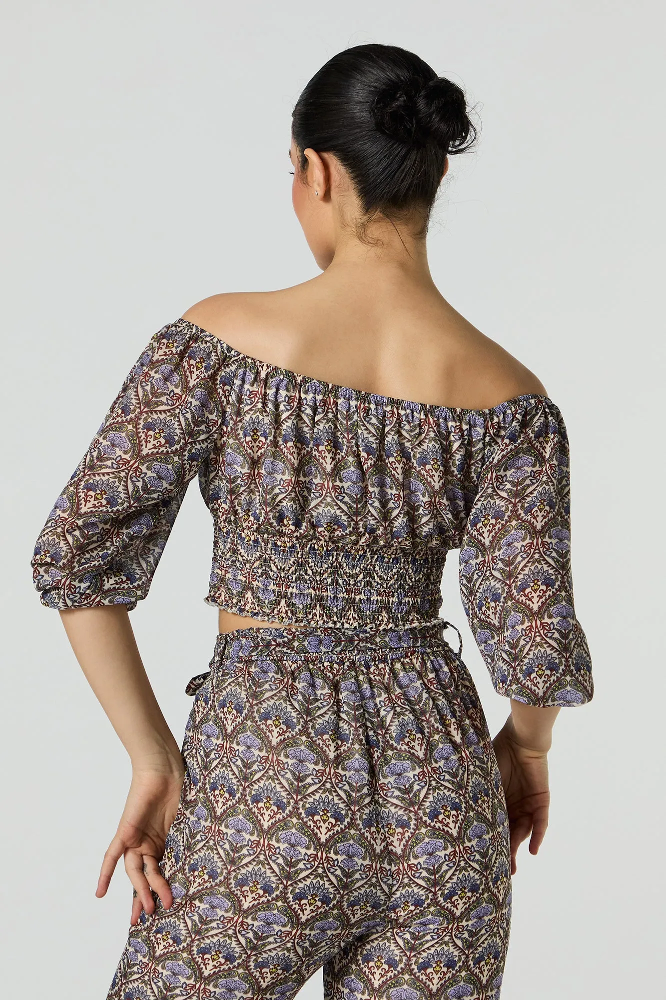 Chiffon Off Shoulder Half Sleeve Top