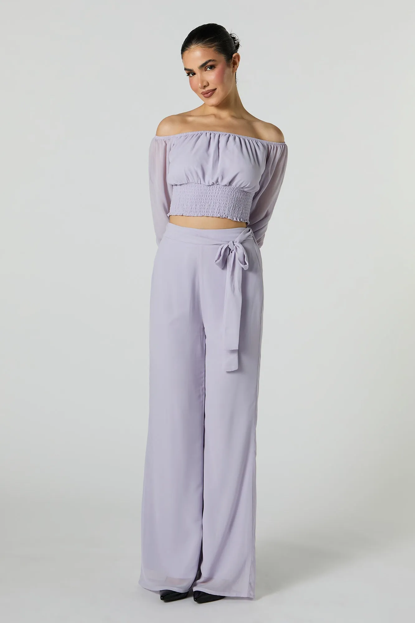 Chiffon Off Shoulder Half Sleeve Top