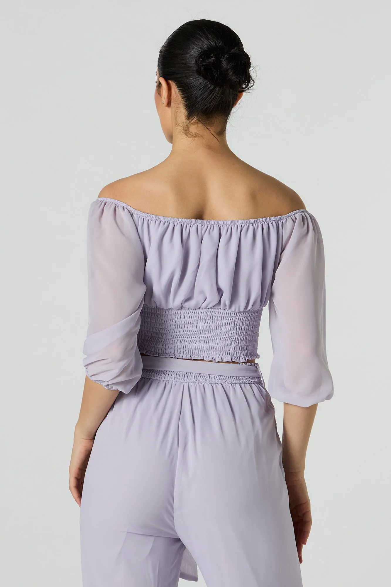 Chiffon Off Shoulder Half Sleeve Top