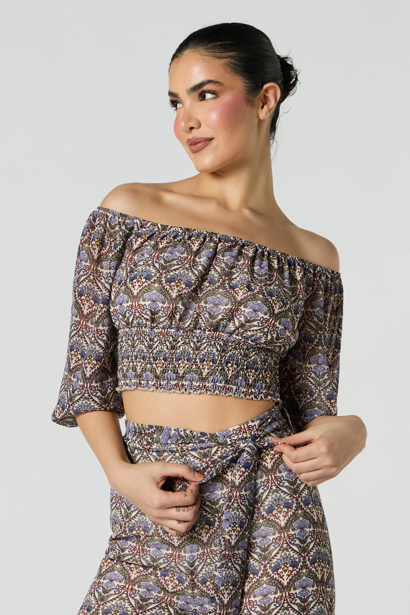 Chiffon Off Shoulder Half Sleeve Top