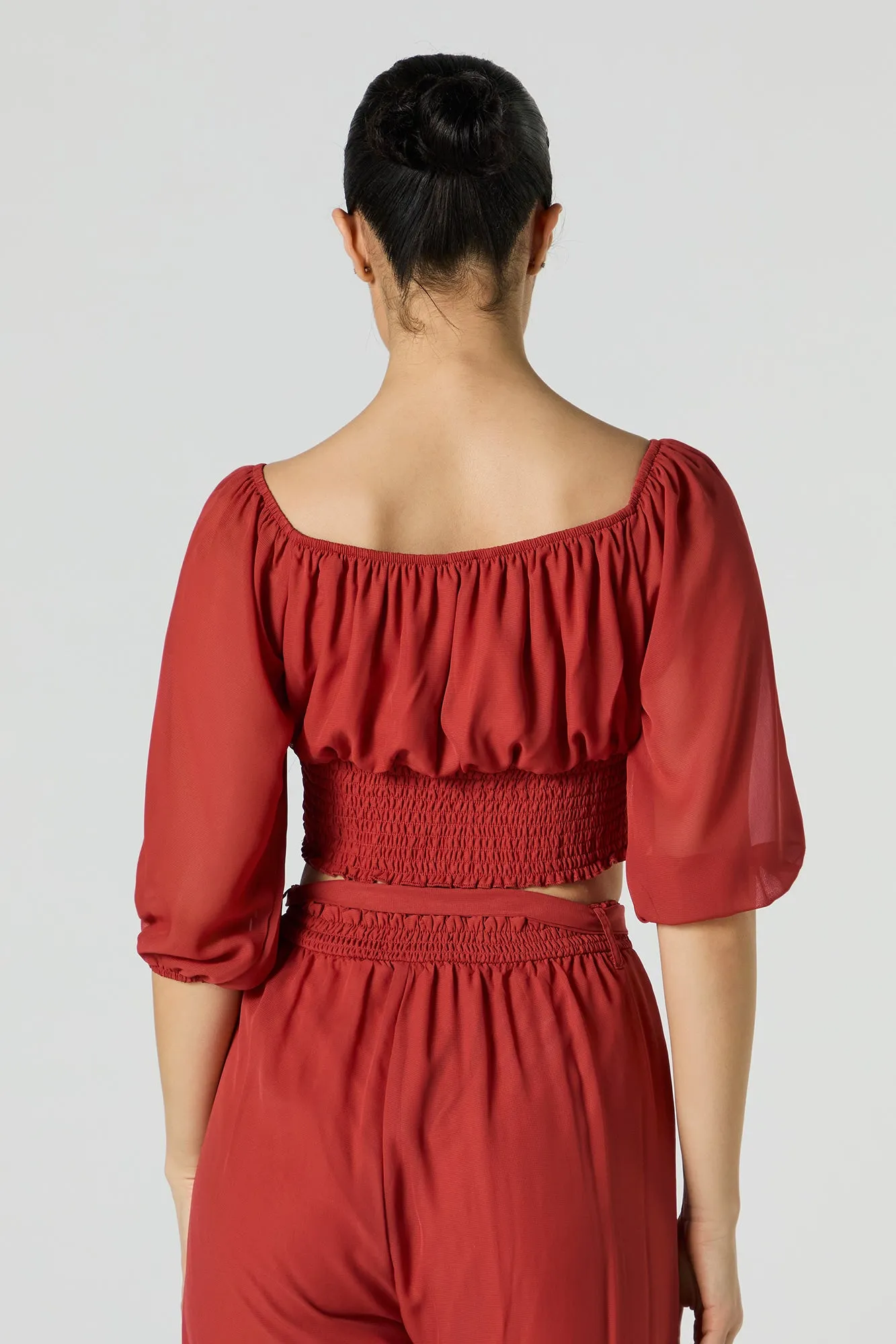 Chiffon Off Shoulder Half Sleeve Top