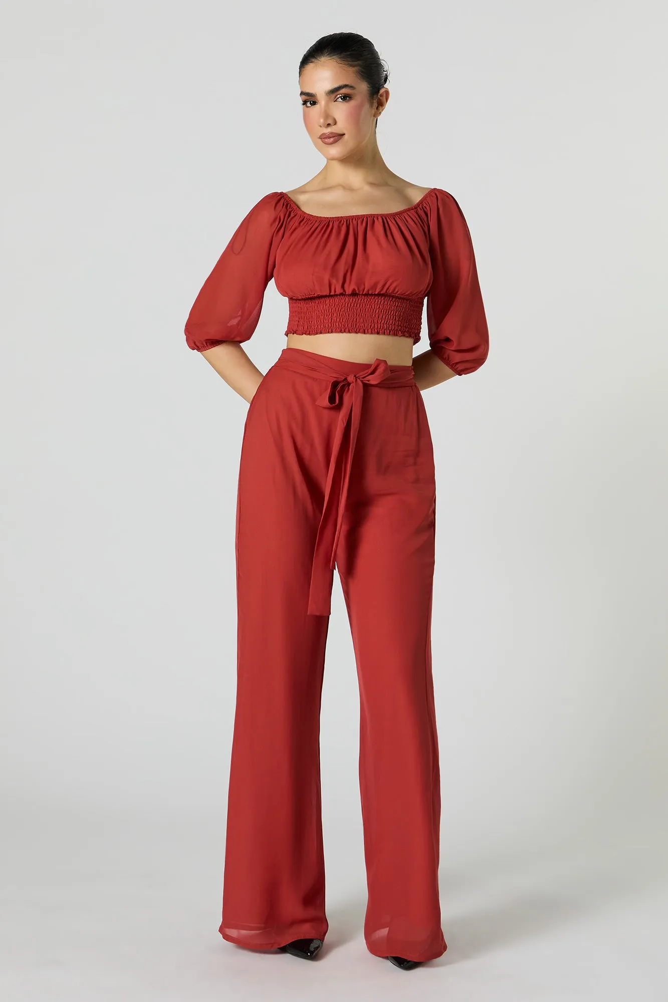 Chiffon Off Shoulder Half Sleeve Top