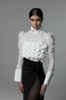 CHIFFON TOP WITH CUFFS