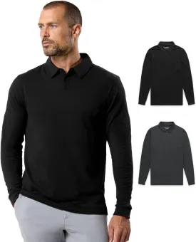 INTO THE AM Long Sleeve Polo Shirts for Men S - 4XL Slim Fit Collared Cotton Blend Full Sleeve Casual Workwear Shirt