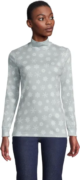 Lands' End Women's Long Sleeve American-Grown Supima Cotton Mock Turtleneck Shirt
