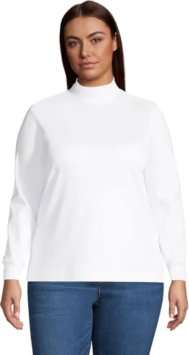 Lands' End Women's Long Sleeve American-Grown Supima Cotton Mock Turtleneck Shirt