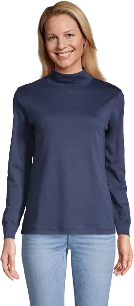 Lands' End Women's Long Sleeve American-Grown Supima Cotton Mock Turtleneck Shirt