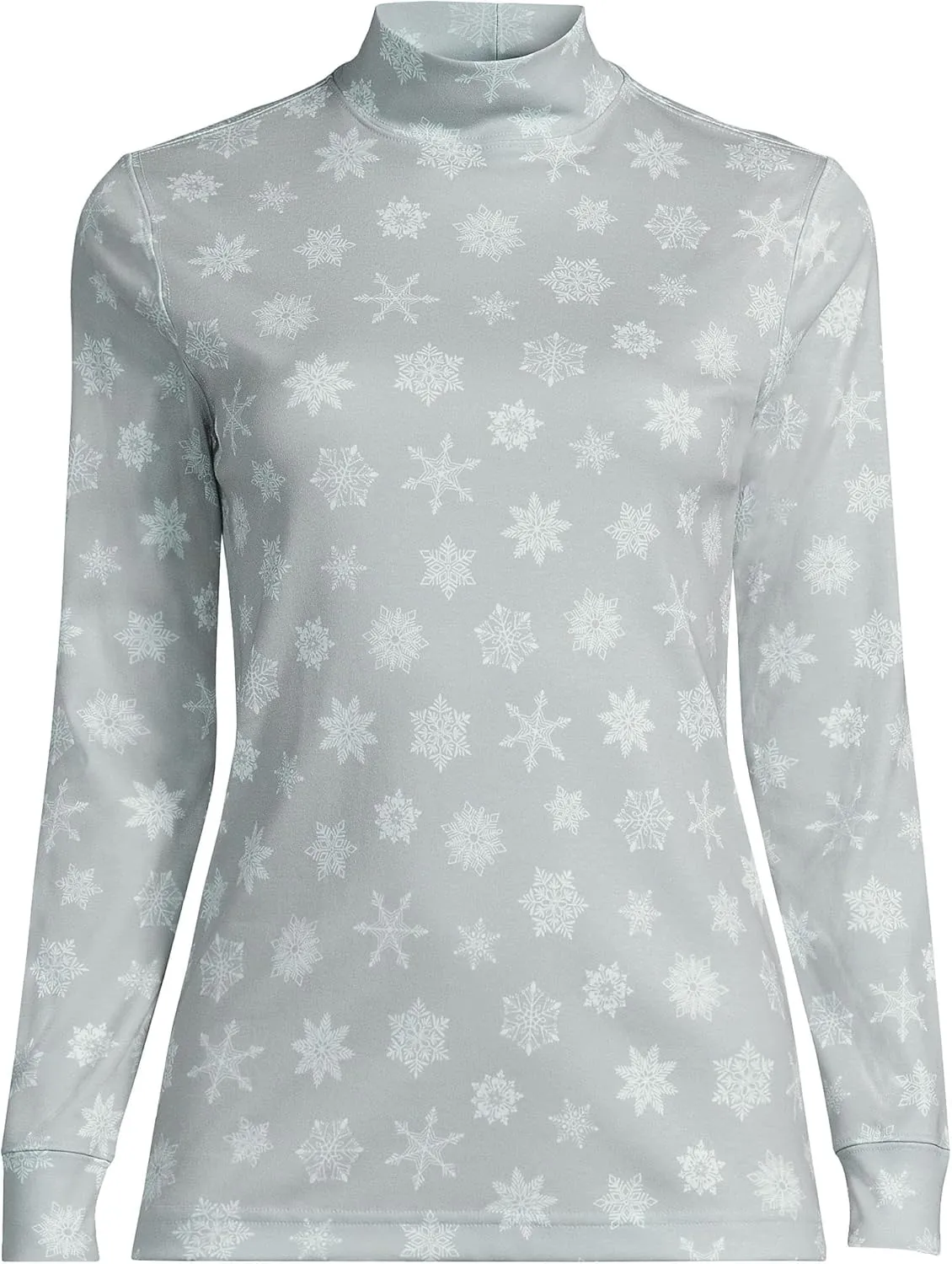 Lands' End Women's Long Sleeve American-Grown Supima Cotton Mock Turtleneck Shirt
