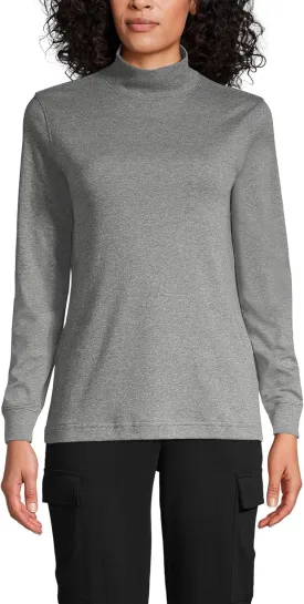 Lands' End Women's Long Sleeve American-Grown Supima Cotton Mock Turtleneck Shirt