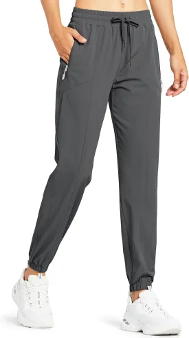 Libin Women's Lightweight Joggers Quick Dry Hiking Running Pants Athletic Workout Track Casual with Zipper Pockets