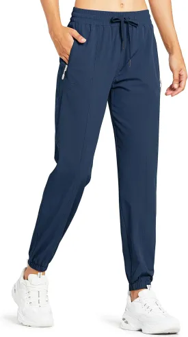 Libin Women's Lightweight Joggers Quick Dry Hiking Running Pants Athletic Workout Track Casual with Zipper Pockets