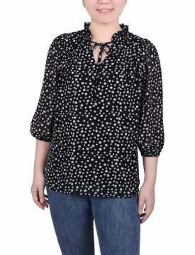 Petite 3/4 Sleeve Chiffon Blouse