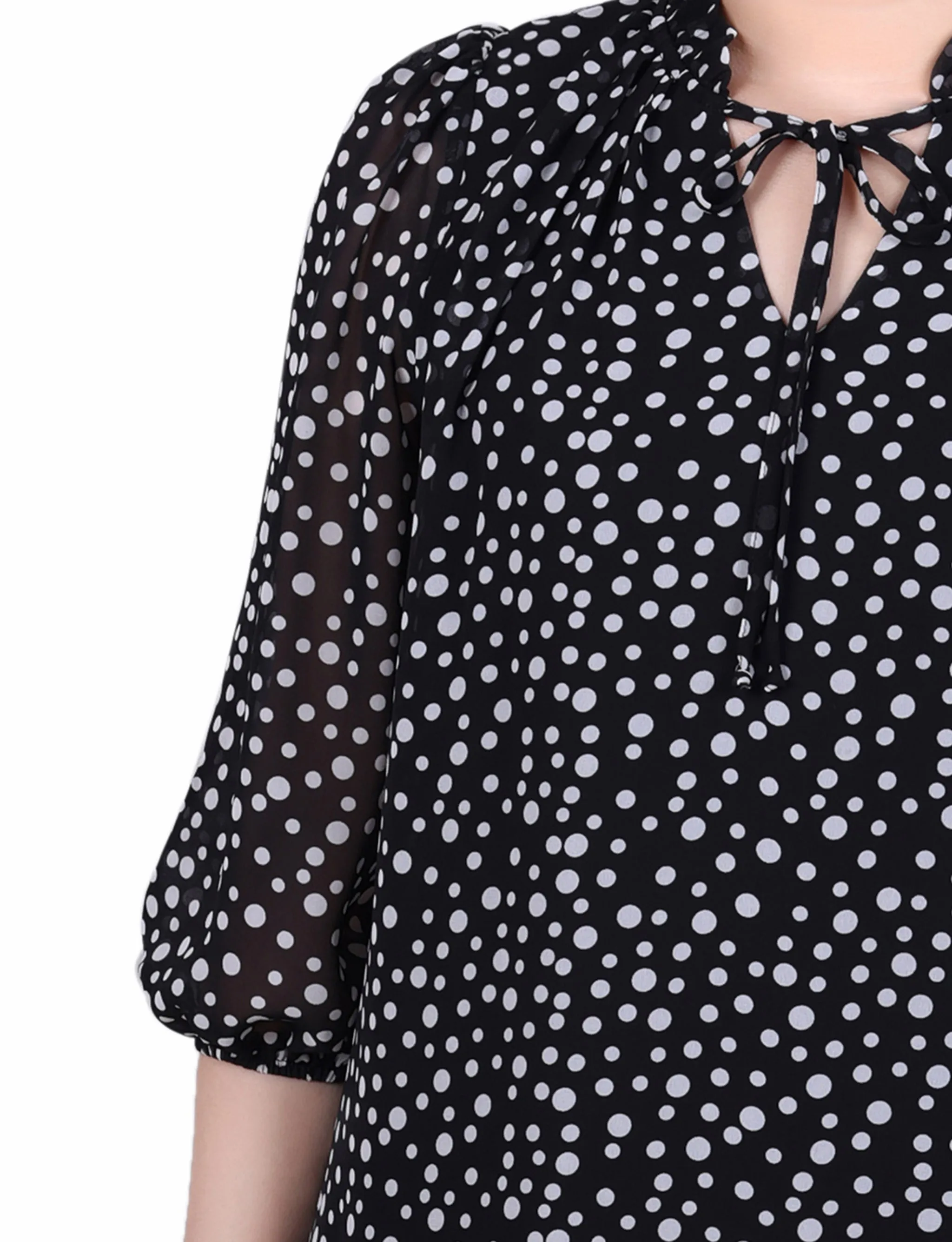 Petite 3/4 Sleeve Chiffon Blouse