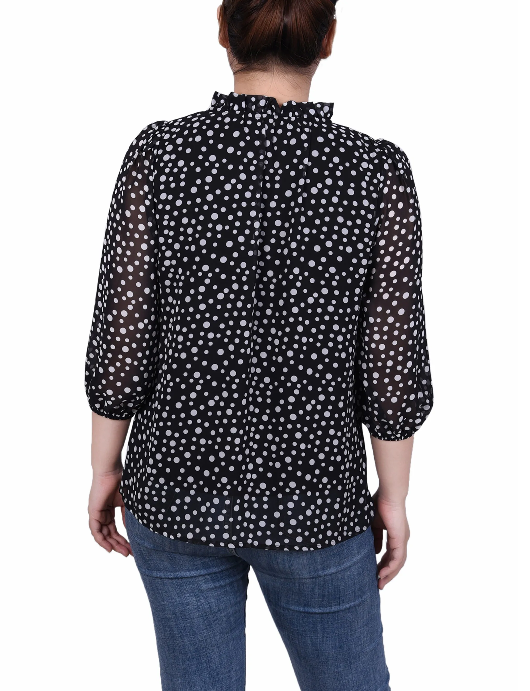 Petite 3/4 Sleeve Chiffon Blouse
