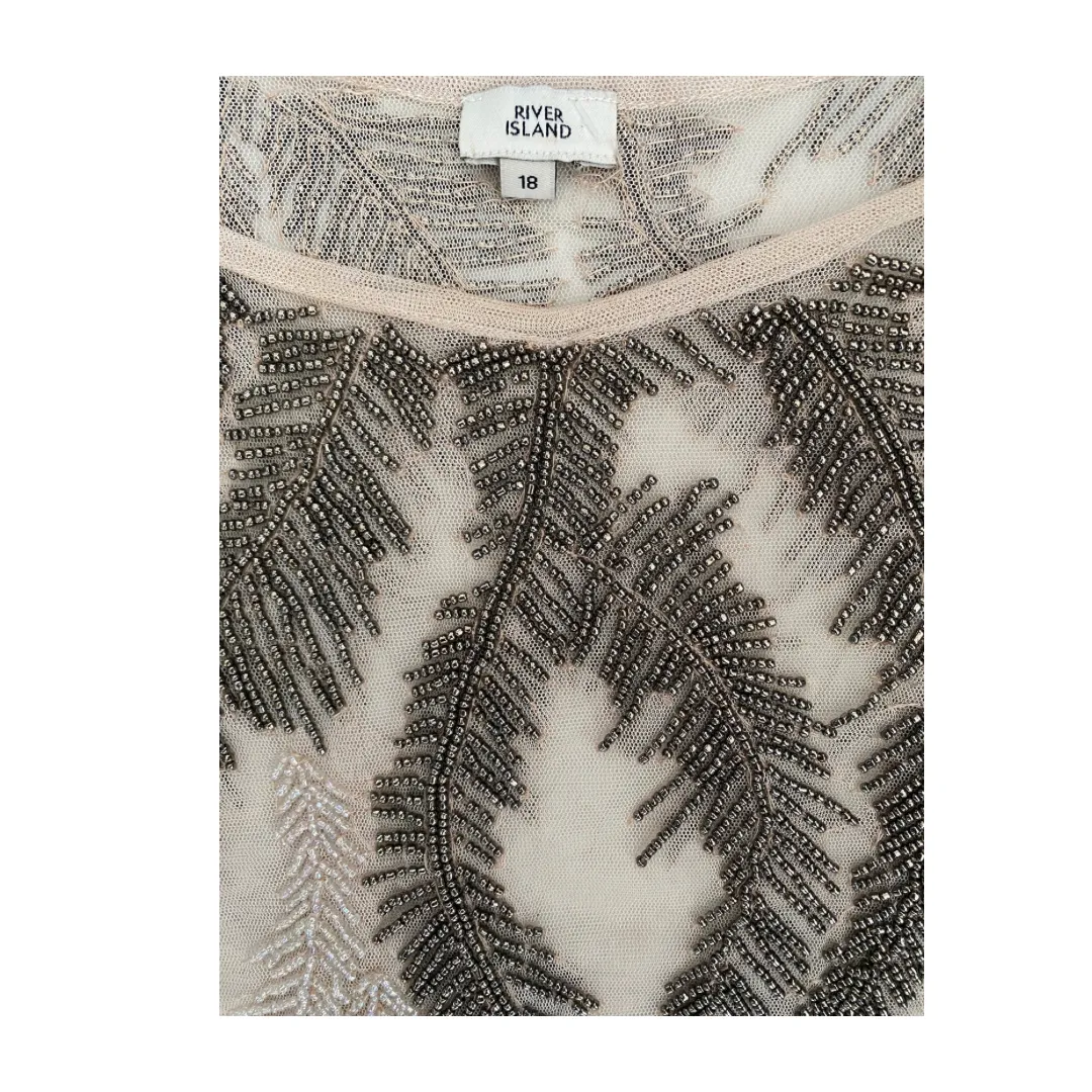 Sequins Chiffon Top Nude SIZE 18