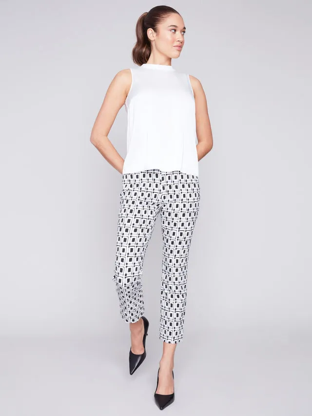 Sleeveless Satin Top with Rib Neckband