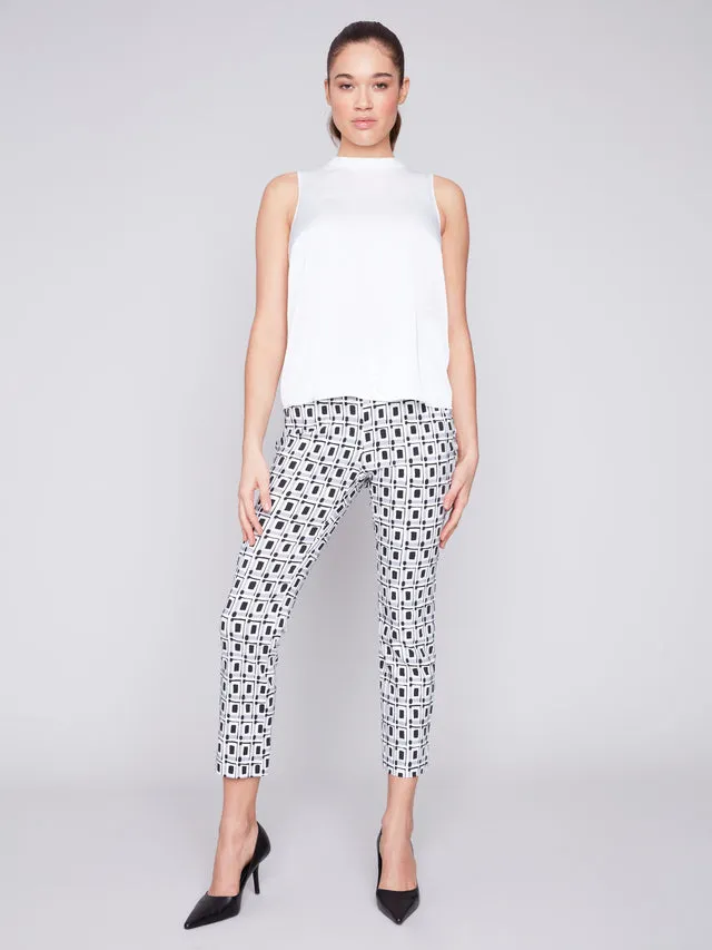 Sleeveless Satin Top with Rib Neckband