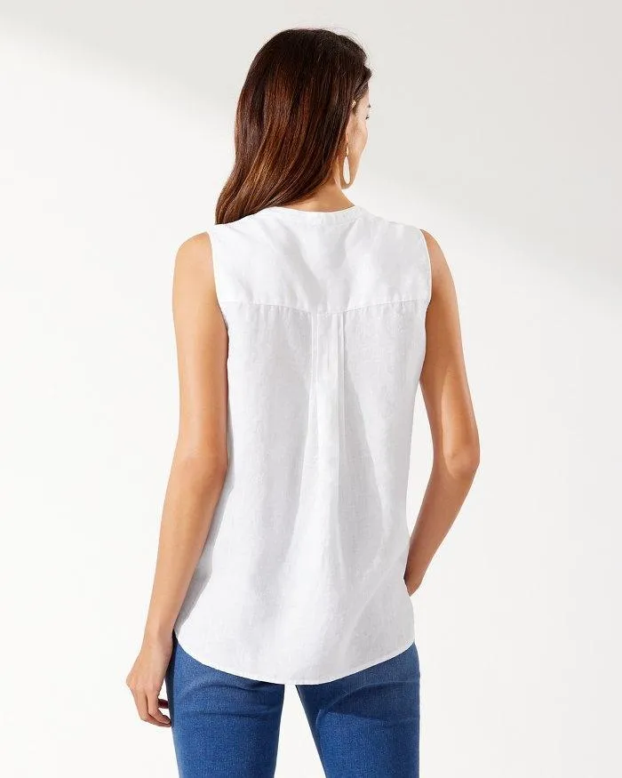 TOMMY BAHAMA COASTLINA SLEEVELESS LINEN TOP