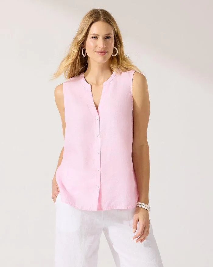 TOMMY BAHAMA COASTLINA SLEEVELESS LINEN TOP