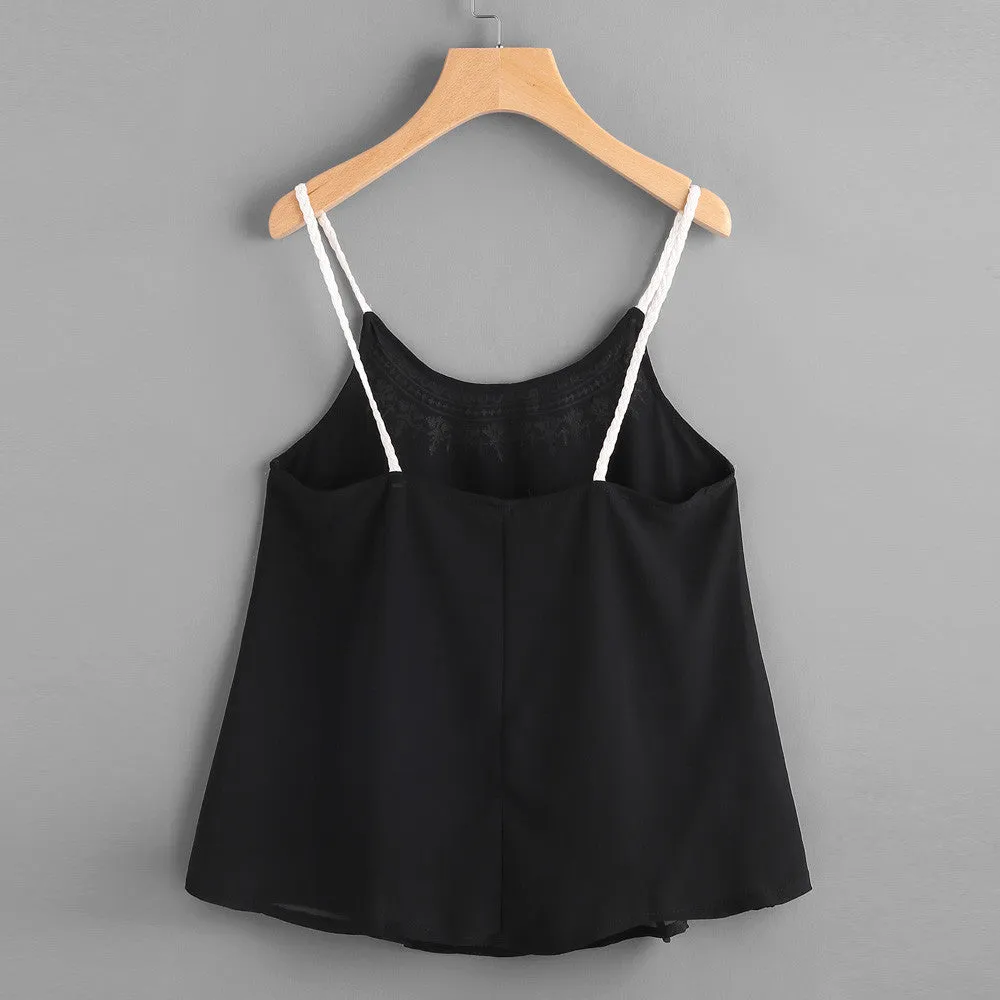 Women Chiffon Camis   Sleeveless Vest Crop Top
