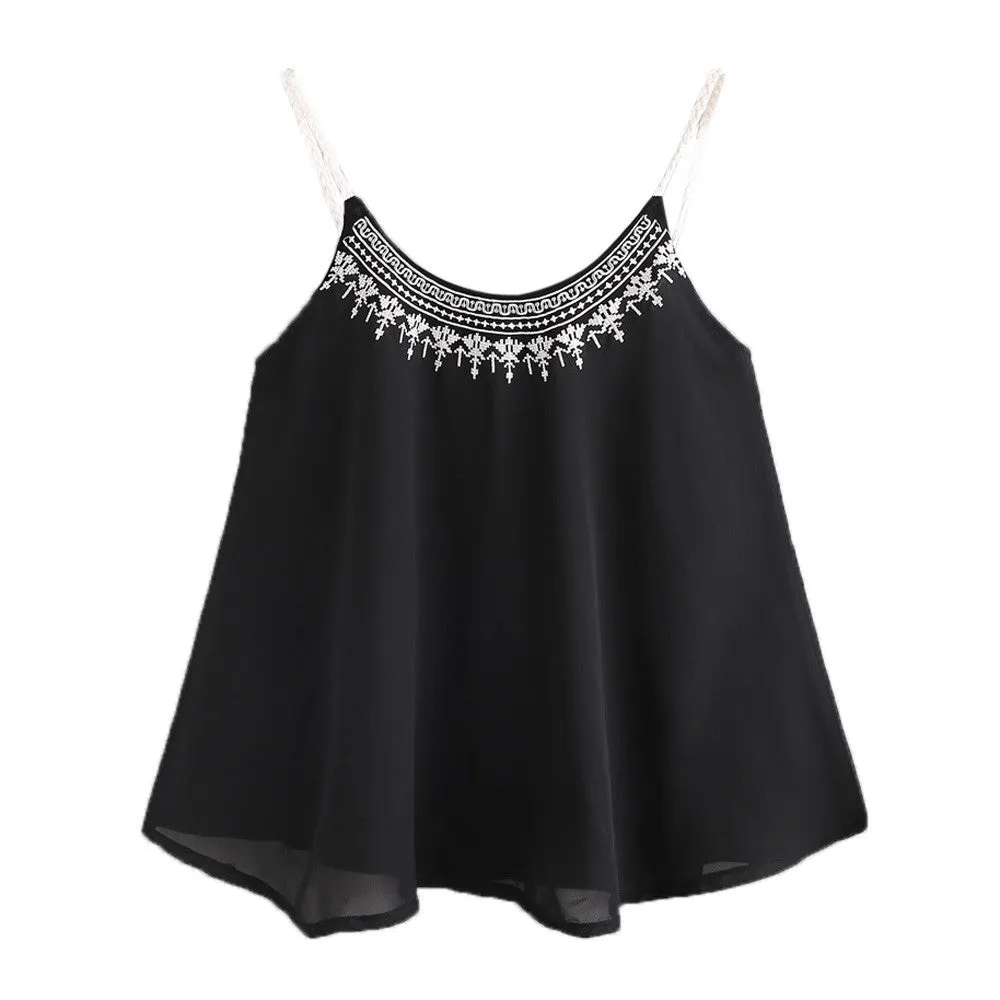 Women Chiffon Camis   Sleeveless Vest Crop Top