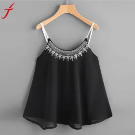Women Chiffon Camis   Sleeveless Vest Crop Top